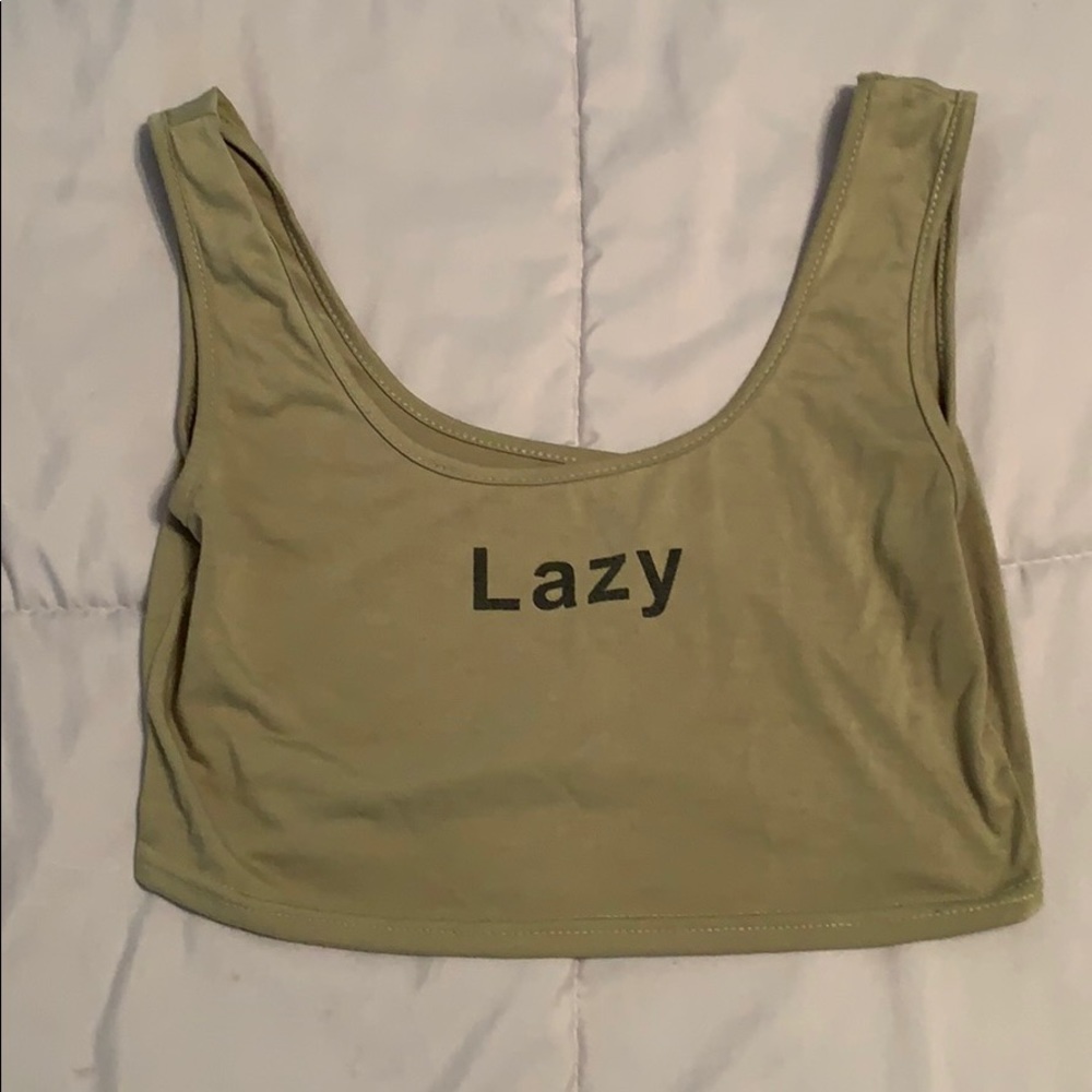 Graphic crop tank “Lazy”